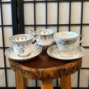 Vintage Royal Albert  25th Anniversary 2 sets Tea Cups & Saucer- 1 solo cup